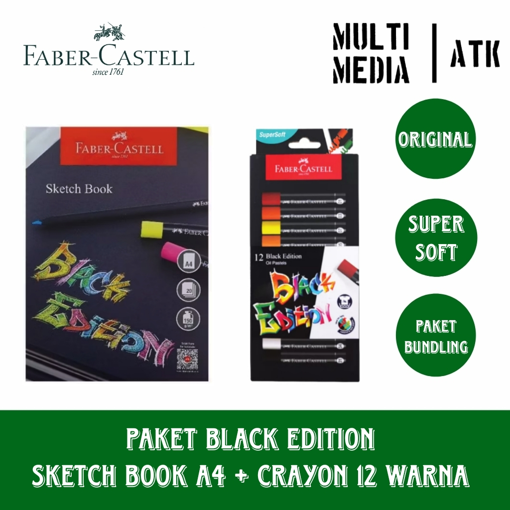 

Paket Faber-Castell Sketch Book Black Edition A4 + Crayon Black Edition