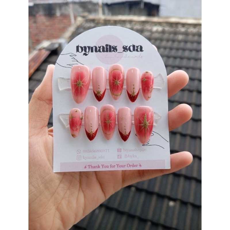 FAKE NAILS WEDDING CUSTOM / FAKE NAILS OMBRE PINK