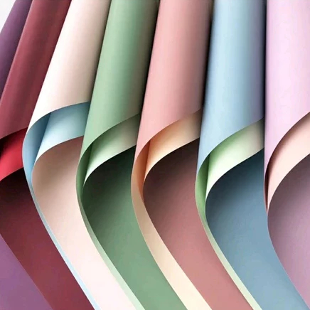 (20 LEMBAR )) Flower Wrapping Paper 2 Warna Timbal Balik /Paper Florist Kertas Buket Bunga  Premium 