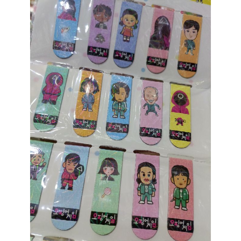 

Pembatas squid game mangnet / Pembatas buku squid game isi 20 pcs