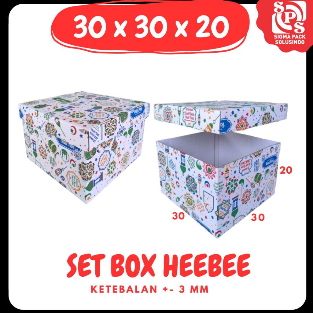 

Box Set Hee Bee 30x30x20 cm Kardus/Box/Karton/Polos/Hampers/Boneka/Buah/Puding