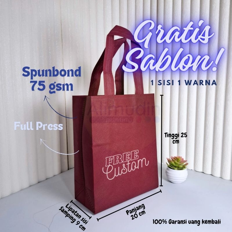 

Goodie Bag 20 × 9 × 25 Tas Spunbond Handle Box Custom Sablon