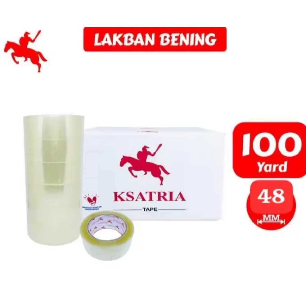 

Lakban OPP Tape/Lakban Clear Bening Ksatria tape 48mm x 100yard dan isolatip 1 inch 45mm x 80yard/satuan/per pcs
