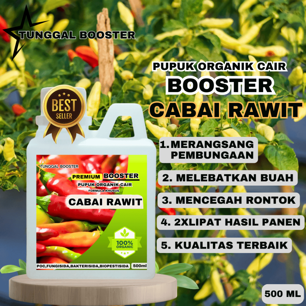 Pupuk Organik Cair Tanaman Cabai Rawit, Booster Pelebat dan Perangsang Cabai Rawit premium 500ml