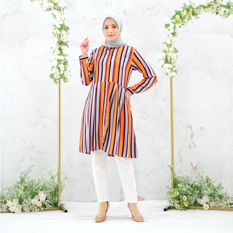 RILLEY - Tunik Salur Alya | Pakaian Wanita Muslim Atasan Tuniq Rayon Twill