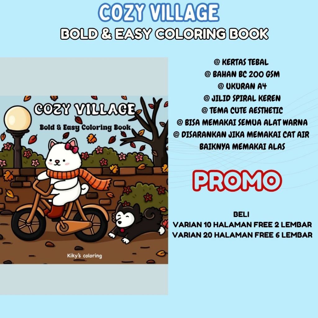 

COZY VILLAGE Coloring Book Buku Mewarnai Buku Gambar Sketsa Menggambar Kertas A4 Tebal 220 gsm