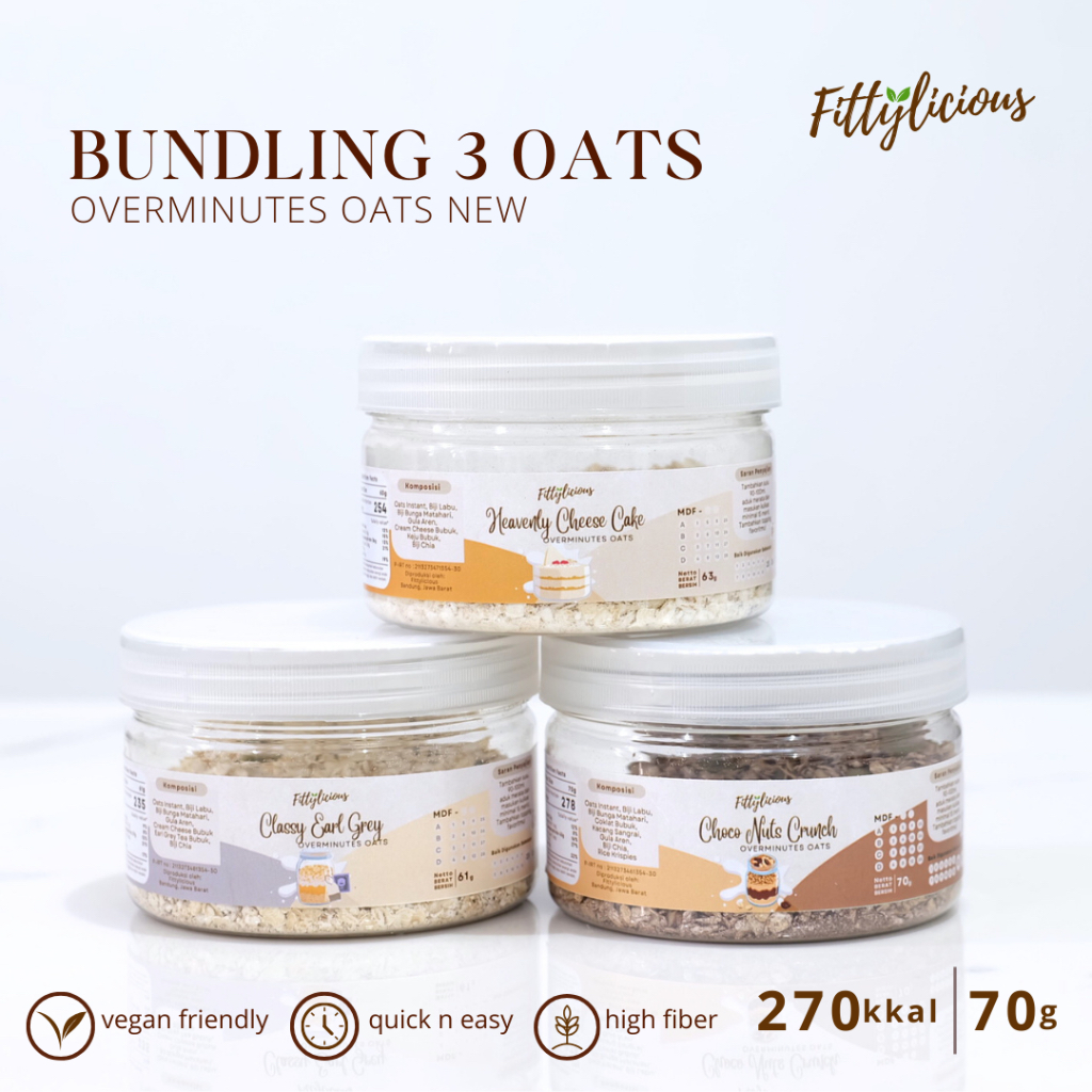 

Fittylicious DIY Overminutes Oats / Oatmeal / Sereal Oat Bundling 3 / Overnight Oats