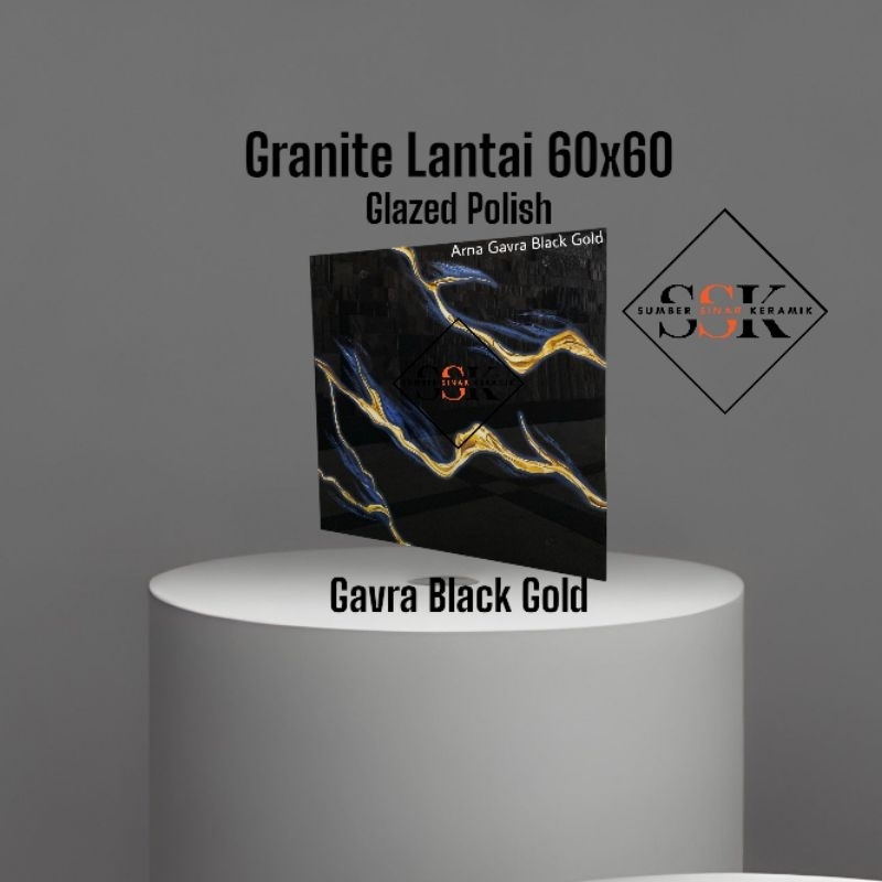 Granite Lantai 60x60 Garva Black Gold | Glazed Polish | Export