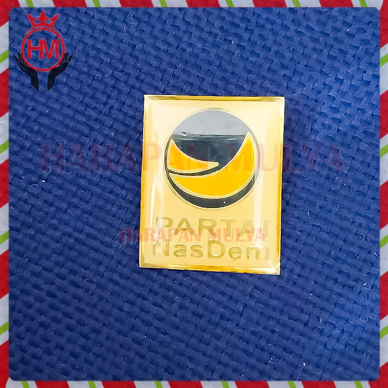 Pin Bros Logo Partai Nasdem Bahan Logam Pin Nasdem Model Kotak - HM