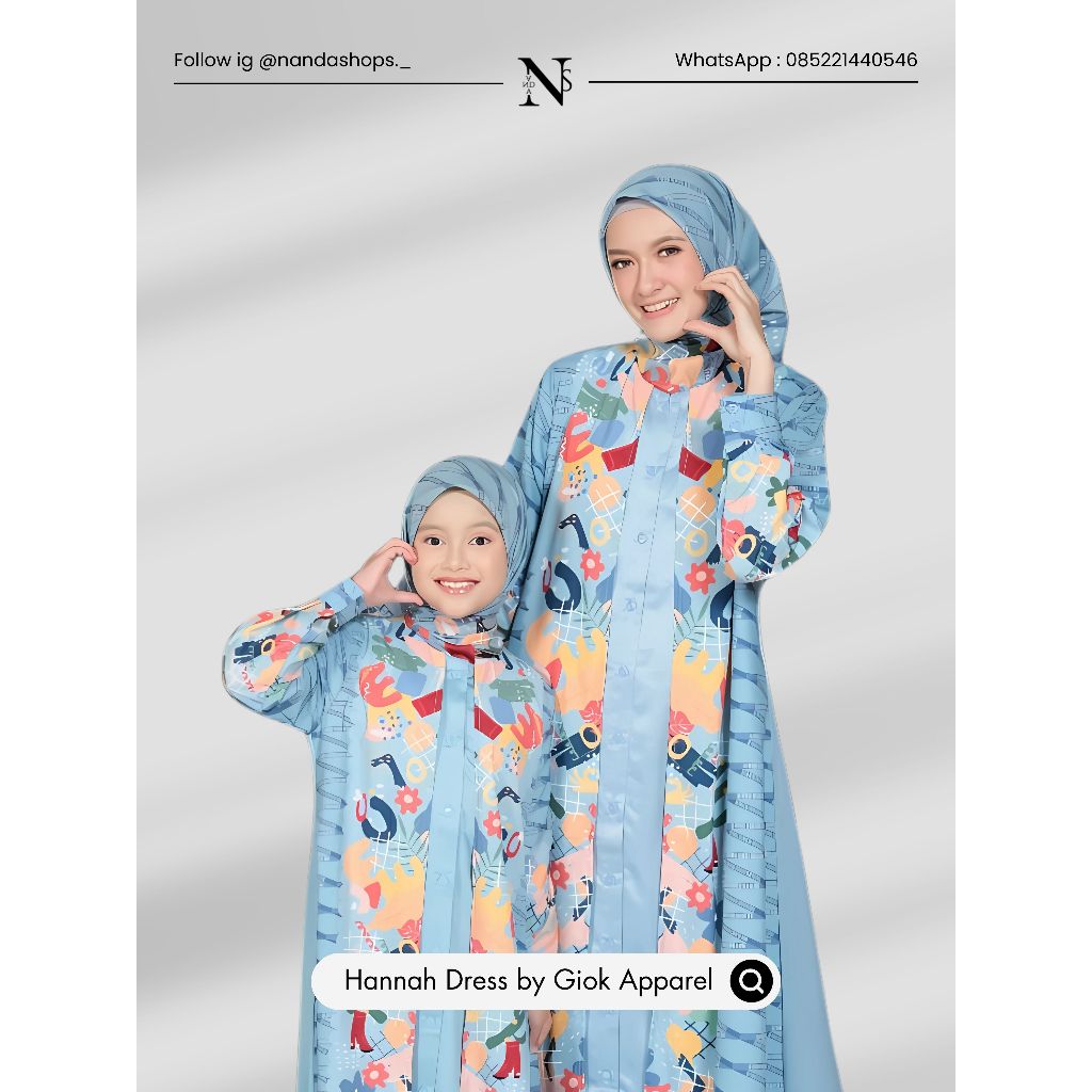 Giok Scarf Apparel - Gamis Premium Printing Dewasa Anak - Hannah Series