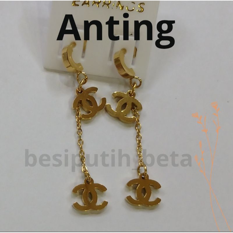 anting besi putih / anting besi putih sepuh kuning