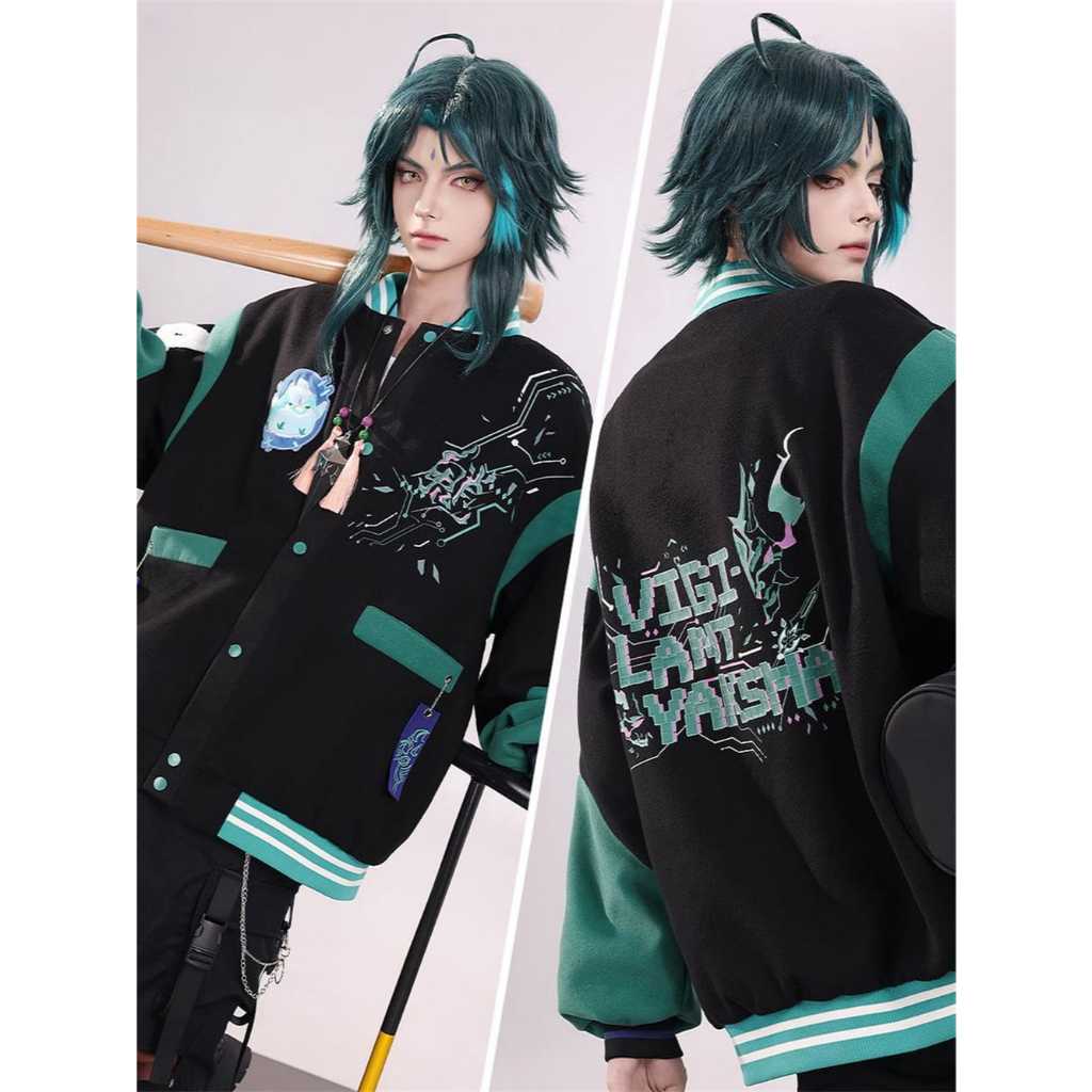 (PDS) XIAO VIGILANT YAKSHA GENSHIN IMPACT OVERSIZE JACKET CASUAL COSPLAYER HOODIE VARSITY