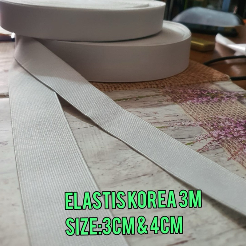 karet 3M / elastis 3M / Karet Korea ukuran 3cm&3,8cm 1rol isi 30Mtr