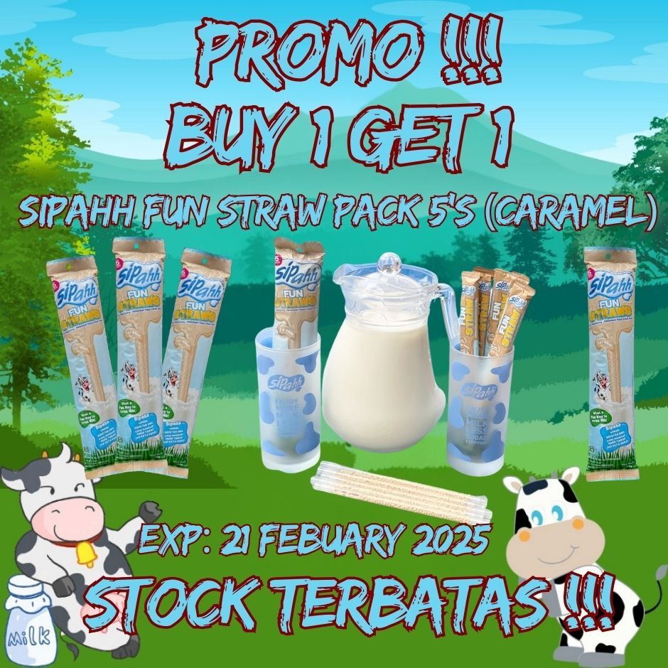 

PROMO !!! BUY 1 GET 1 Sipahh Fun Straw Pack 5's (Caramel)
