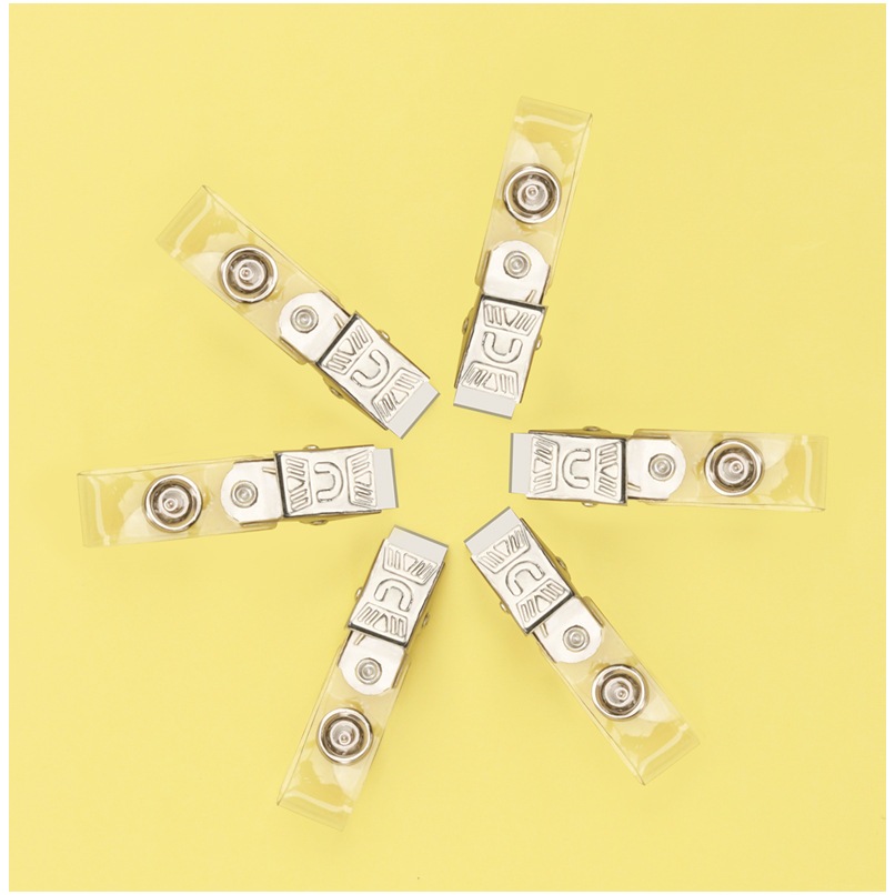 

100 pcs ID clip holder + plastik nama panitia / Jepit Garis Id Card / Jepitan Name Tag Nikel / Sambungan Name Tag / Id Card