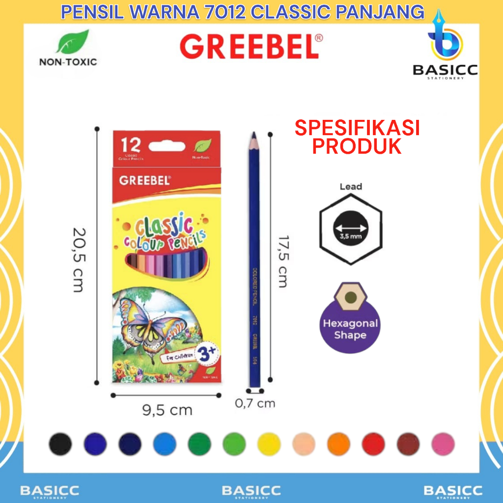 

Greebel Pensil Warna Panjang Classic 7012 | @1Set=12Warna