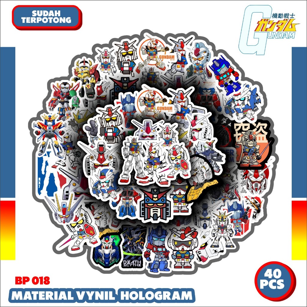 40 pcs stiker pack gundam BP017 stiker tinggal tempel stiker case decorasi hp helm koper laptop kulk
