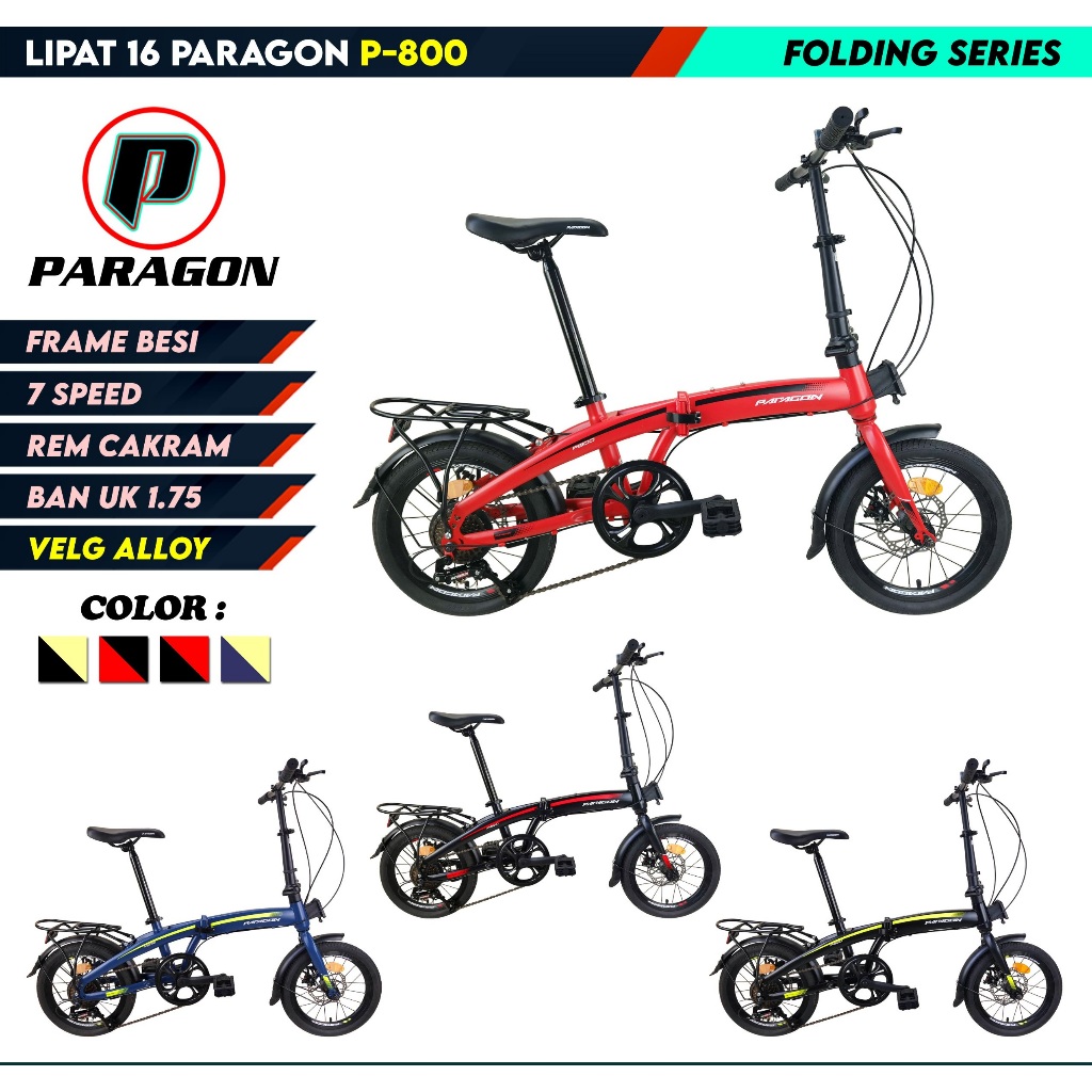 SEPEDA LIPAT 16" PARAGON P800 DISC BRAKE 7SPEED