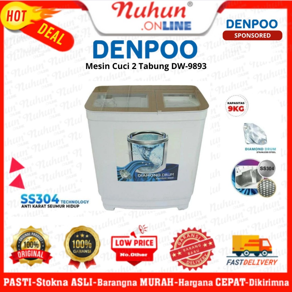 Denpoo Mesin Cuci 2 Tabung Platinum DW-9893 9kg
