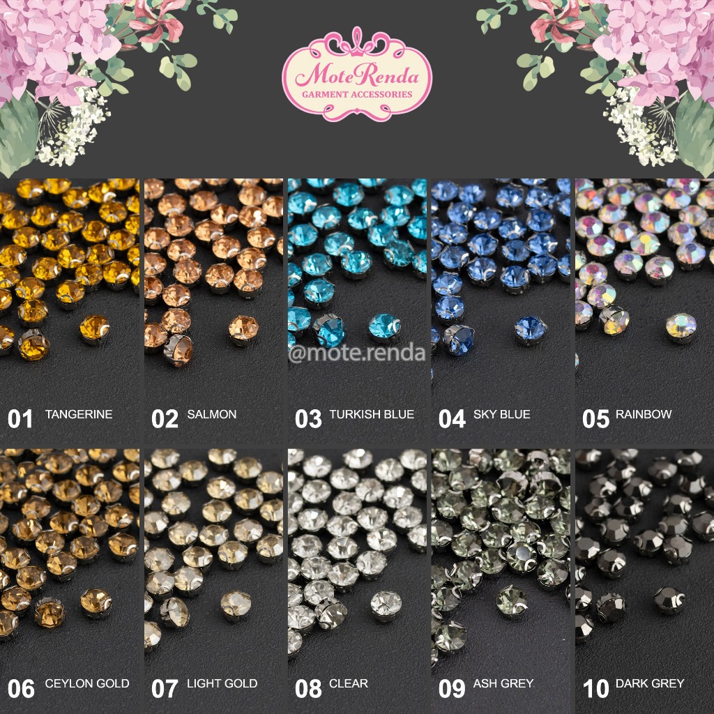 Kinder Dstore Diamond Cangkang Orient Payet Jahit Anti Nyangkut, Bahan Kaca, Kode 3Xor