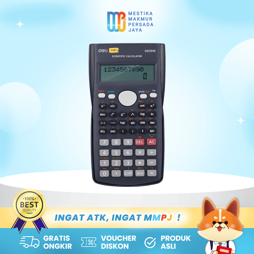 

Deli Kalkulator Scientific 240F - 10+2 Digit Multifungsi Ideal untuk Sains & Matematika ED82MS