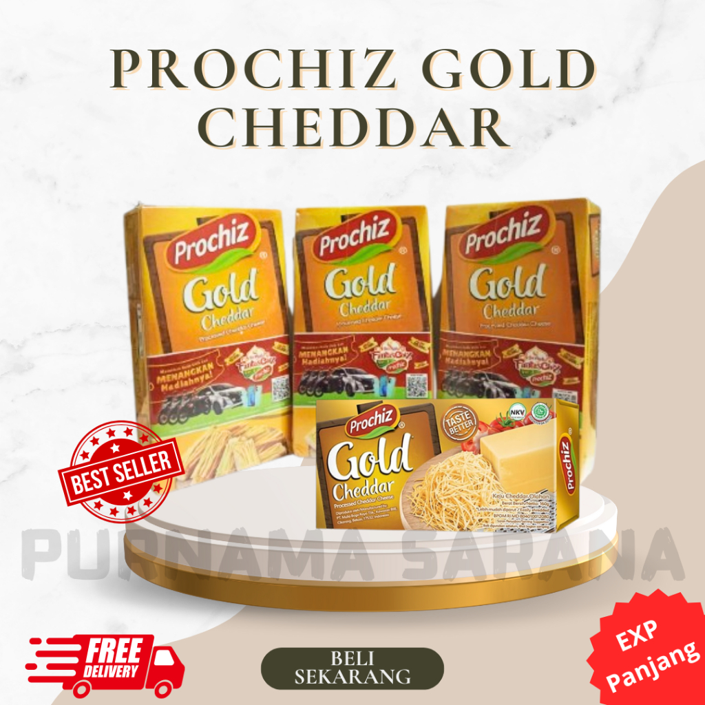 

Keju Prochiz Gold Cheddar 160gr Kemasan Original Exp Panjang