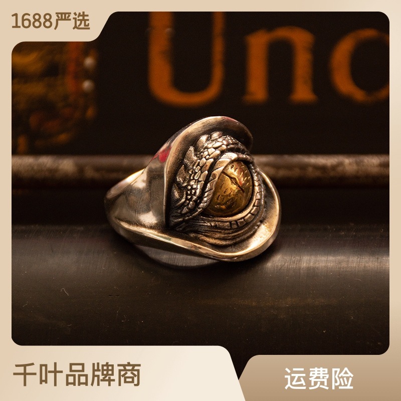Cincin Mata Ular 1 Pria/Aksesoris Cincin Cowo Model Mata 1 Ular Gold Good Quality / Sterling Perak R