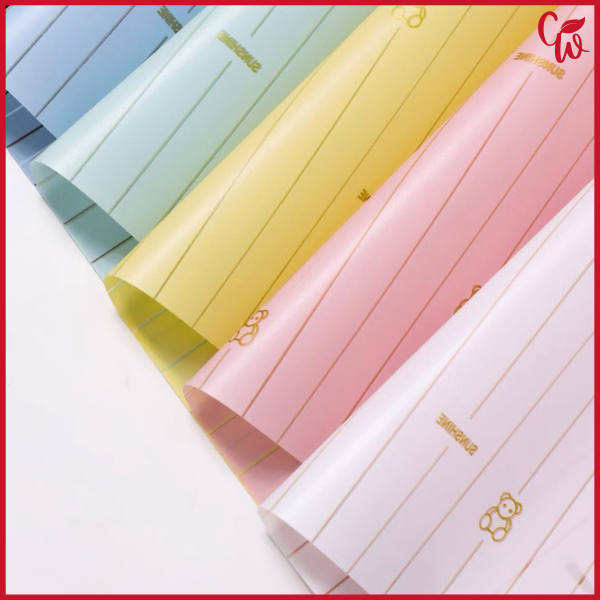 

20 Lembar Kertas Buket Bunga Motif Bear Flower Wrapping Cellophane Waterproof Kertas Kado KB6096