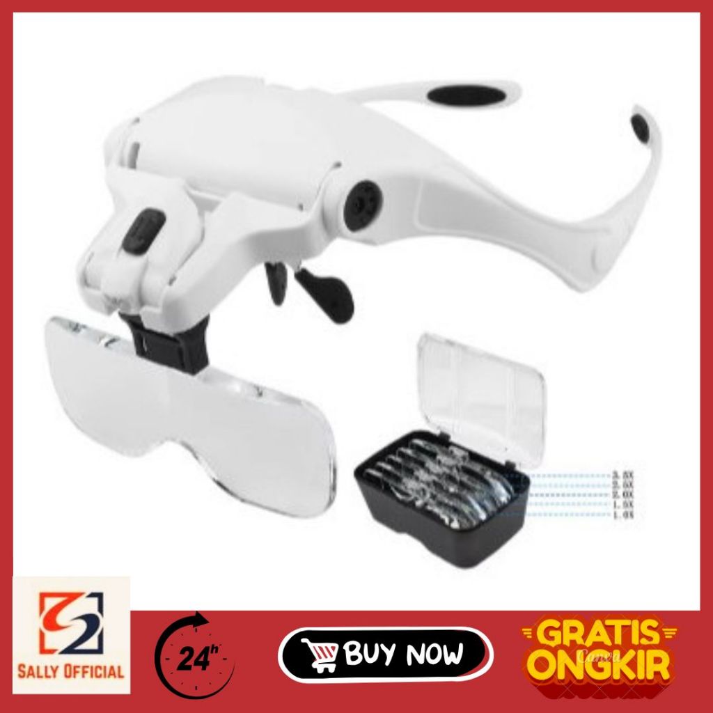 Kaca Pembesar Servis HP Kacamata Reparasi 3.5X Magnifier 2 Led(servis hp)