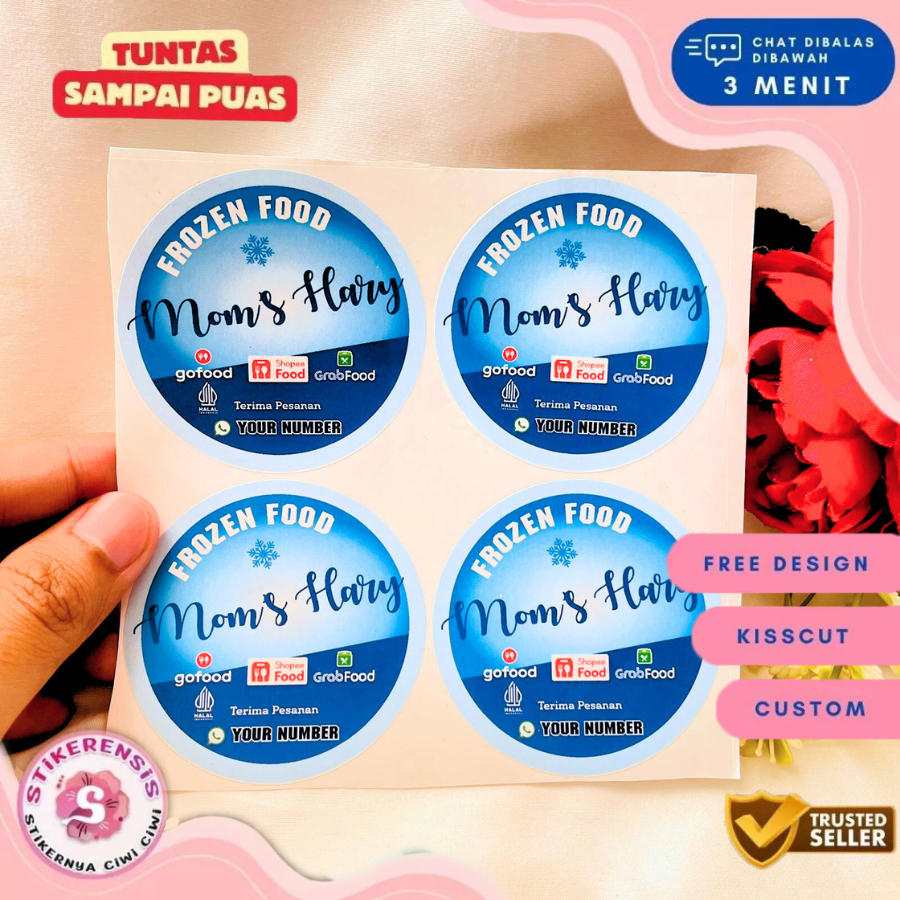 

Stikerensis Cetak Stiker Vinyl Frozen Food Sticker Label Makanan Beku Basah Anti Air Custom Free