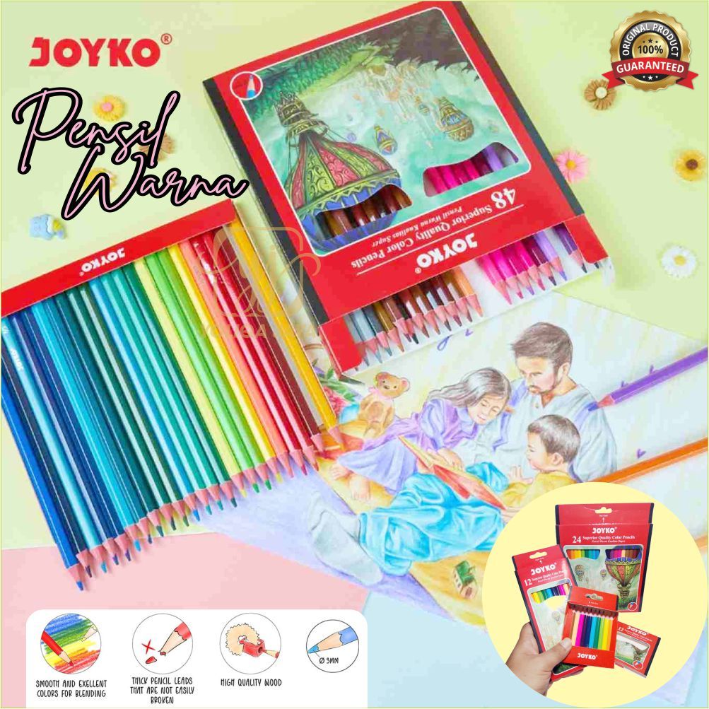 

Joyko Pensil Warna, CP -100, CP -101, CP -102, PENSIL WARNA JOYKO 24 WARNA & 12 WARNA (1 SET)
