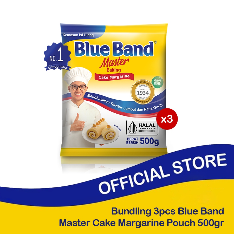 

Bundling 3pcs Blue Band Master Cake Margarine Pouch 500gr