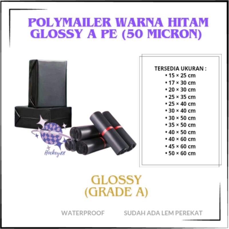

[ HOCKEY ] POLYMAILER WARNA HITAM GLOSSY A PE ( 50 MICRON) WATERPROOF