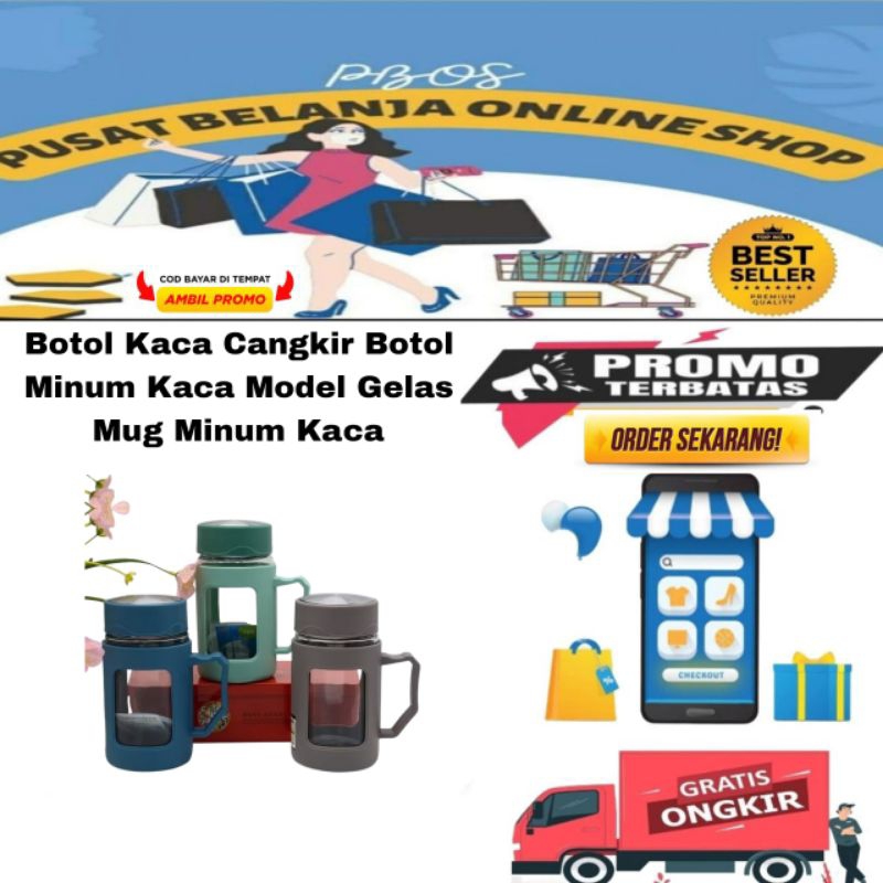 Botol Kaca Cangkir Botol Minum Kaca Model Gelas Mug Minum Kaca Terlaris Di Shop