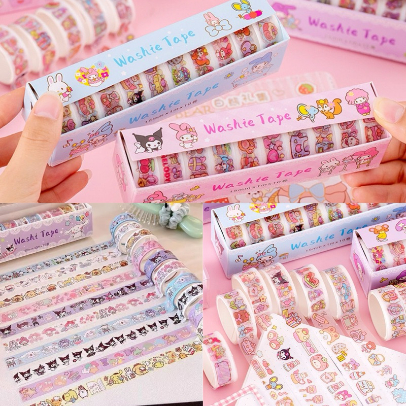 

[LuluKids] Washi Tape 1 Set Isi 10Pcs / Selotip Gambar Kartun Lucu / Stiker Selotip Masking Tape / Set Stiker Kartun Lucu Masking Tape / Stiker Buku Diari Motif Karakter Cantik Lucu UT-02