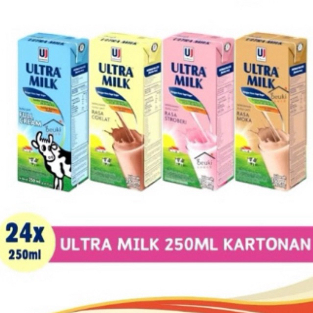 

Susu UHT Ultramilk 250 ml isi 24 pcs CAMPUR VARIAN per karton Ultra Jaya