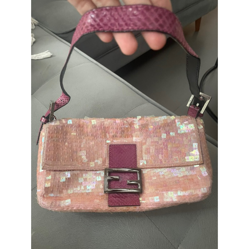 Preloved Fendi Baguette Vintage Pink Sequin