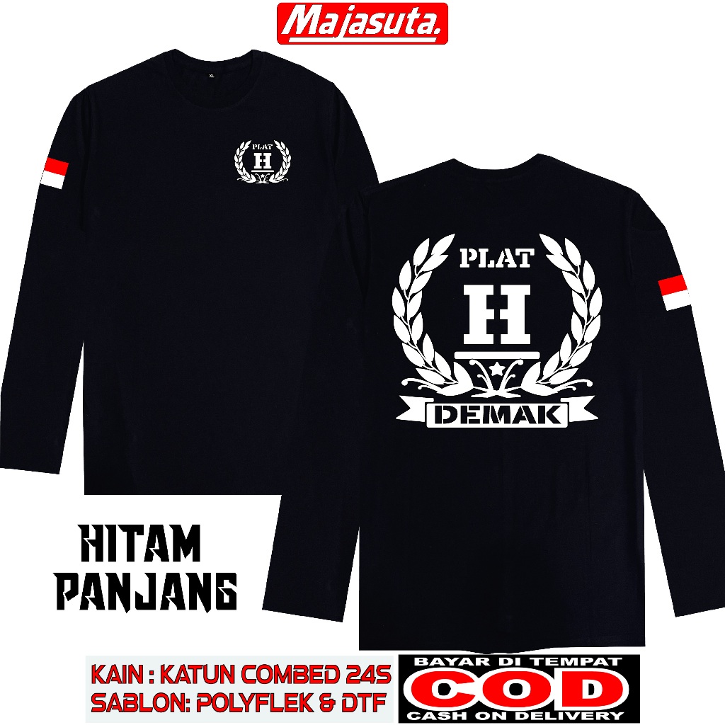 KAOS PLAT H DEMAK MOTIF DAUN BAHAN KATUN COMBED 24S