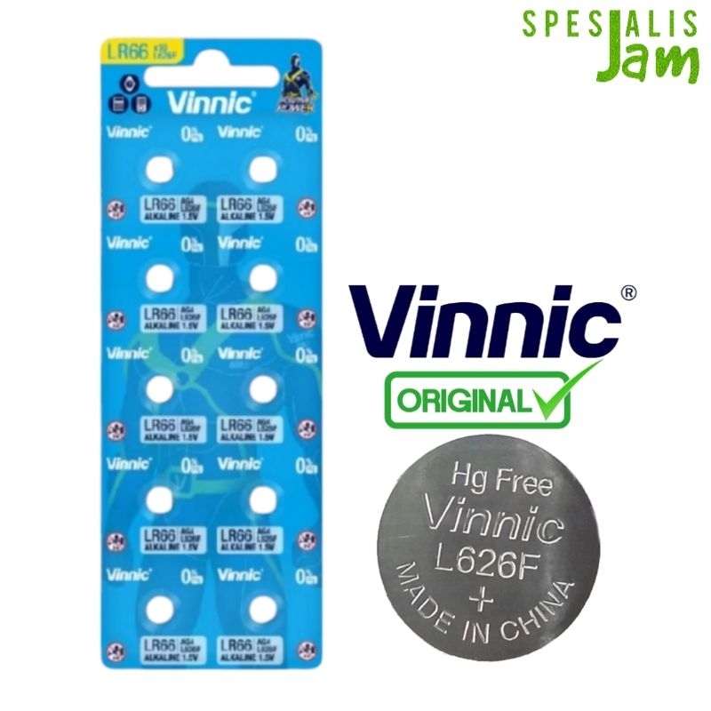 Batre Vinnic LR66 AG4 Alkaline 1.5v L626F Baterai Jam Tangan 626