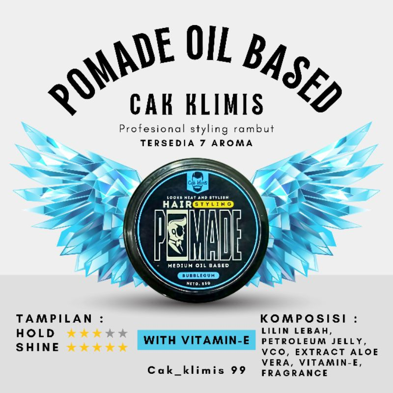 CAK KLIMIS POMADE OIL BASED PREMIUM 55g /minyak rambut/styling rambut/grosir pomade oil based