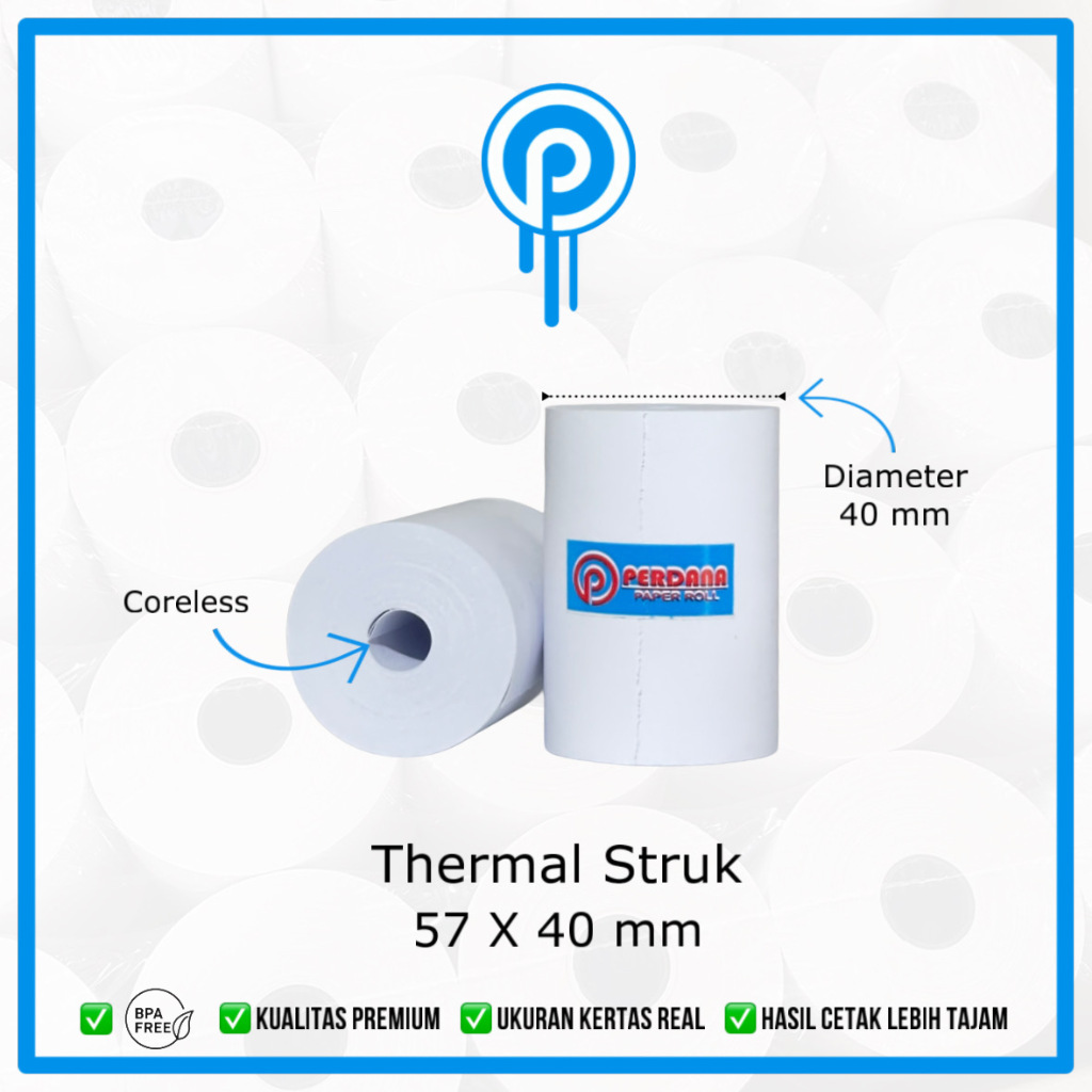

KERTAS THERMAL 57X40MM / TELLSTRUK 57X40 / KERTAS THERMAL PAPER ROLL 57X40
