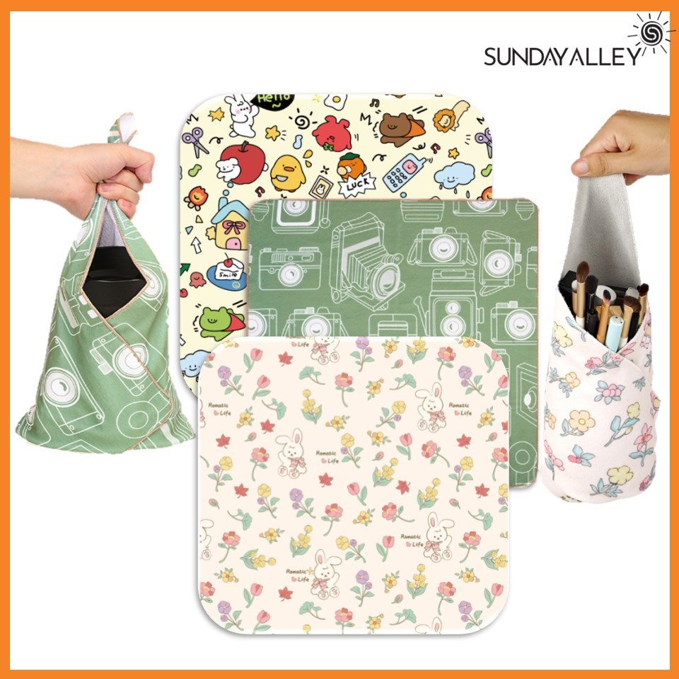 Sunday Alley - Magic Cloth Make Up Bag Tas Make Up Besar Kosmetik Muat Banyak Self Adhesive Camera