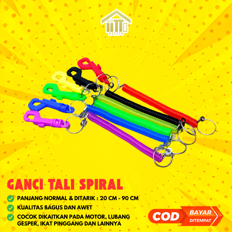 GANTUNGAN KUNCI TALI SPIRAL KARET / PER ELASTIS KEYCHAIN MURAH / GANTUNGAN KUNCI MOTOR SPIRAL / GANT