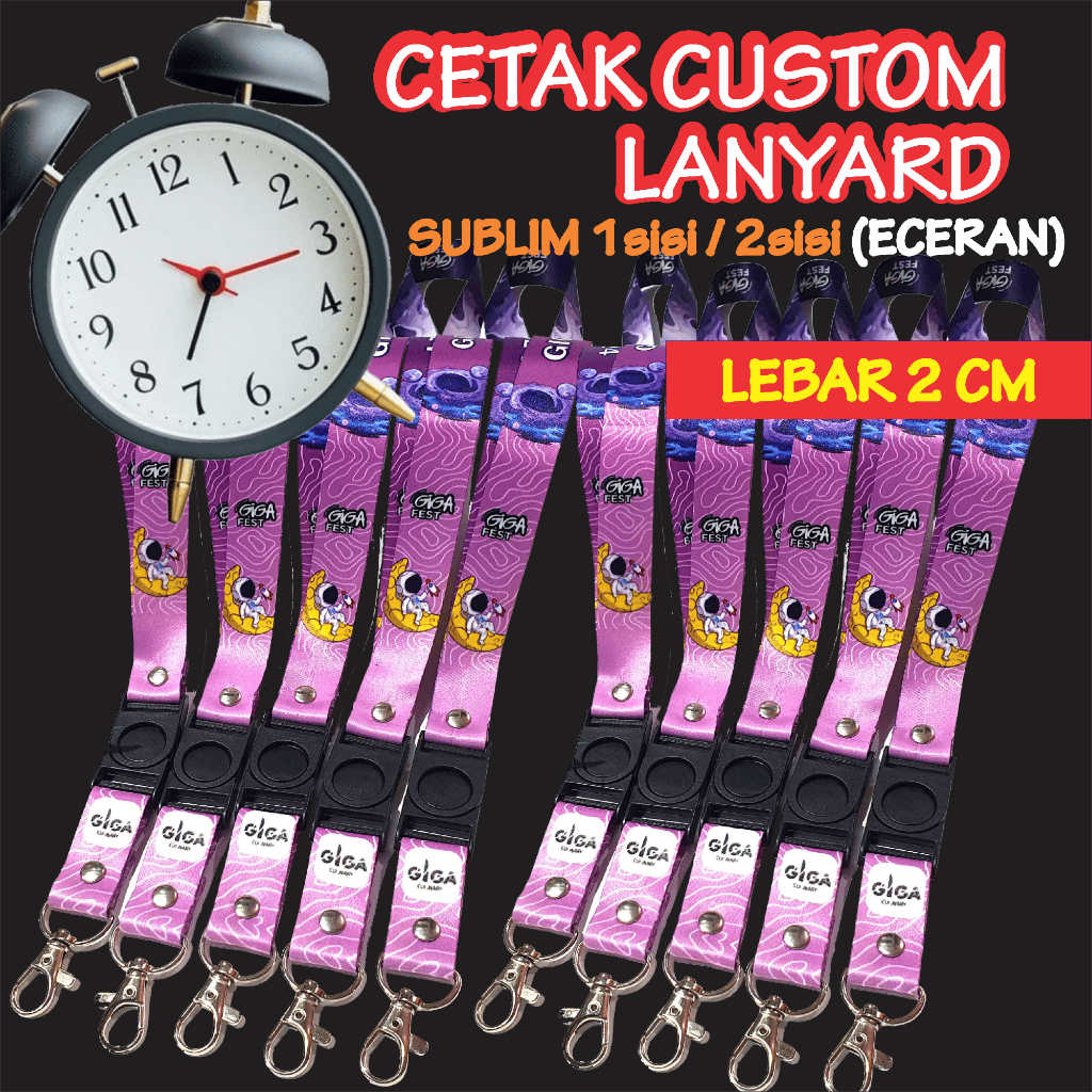 

CETAK TALI LANYARD PRINTING SUBLIM 2 MUKA 2 CM eceran LANYARD IDCARD / KALUNG ID CARD