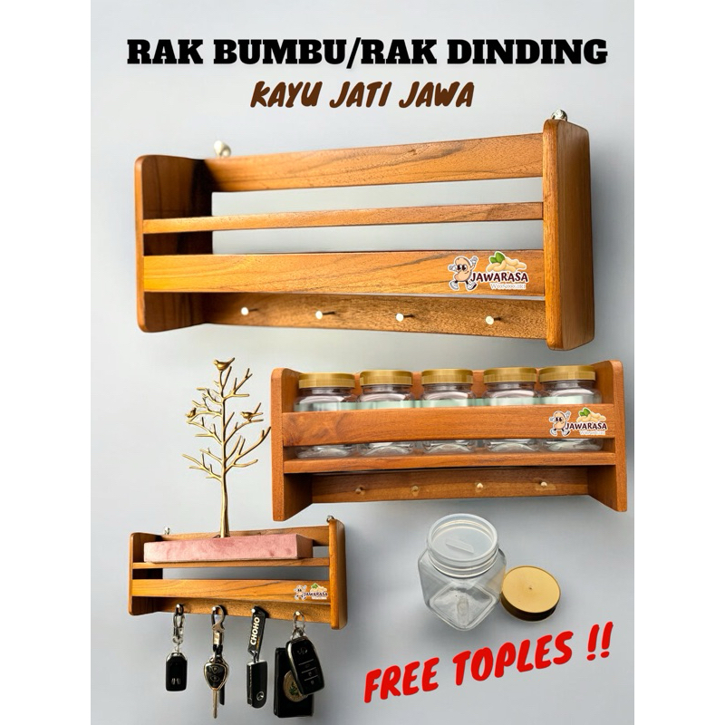 RAK BUMBU TOPLES/RAK DINDING AESTHETIC [KAYU JATI JAWA]
