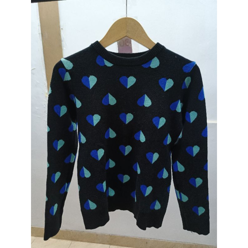 Sweater  Hati Biru Tua Muda