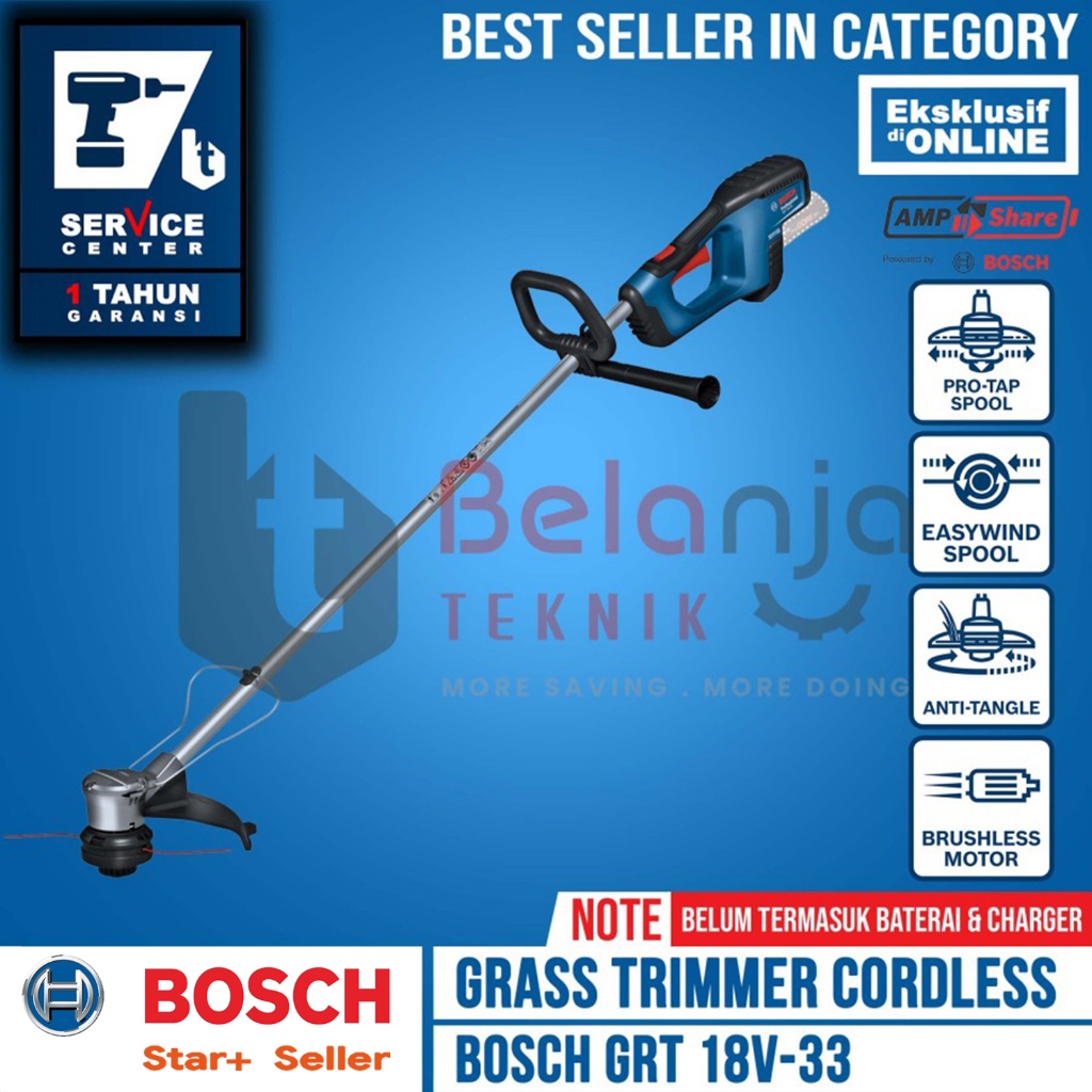 Bosch Mesin Potong Rumput Baterai GRT 18V-33 Grass Trimmer Cordless 18 Volt Unit Only