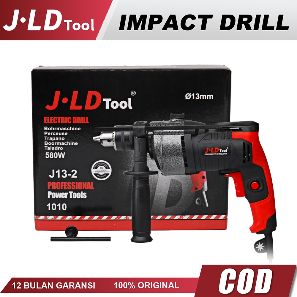 JLD 580W Mesin Bor Impact Tembok Beton Listrik Electric Drill Variable Speed 13mm Bor Tangan Lengkap