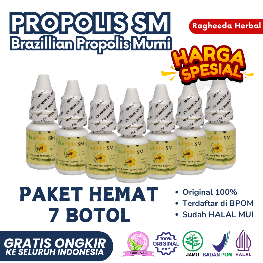 Paket 1 Box Propolis SM Original - Paket Hemat Beli 7 Botol Propolis Brazil 100% Asli Brazilian BPOM
