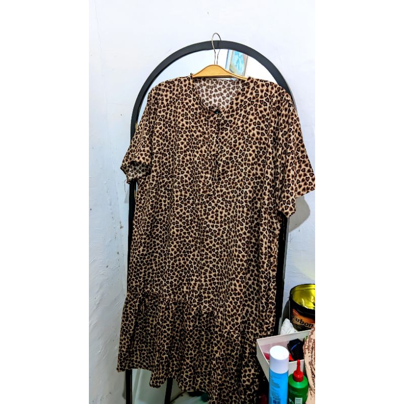 Daster Motif Leopard Wanita. Dress murah gratis ongkir
